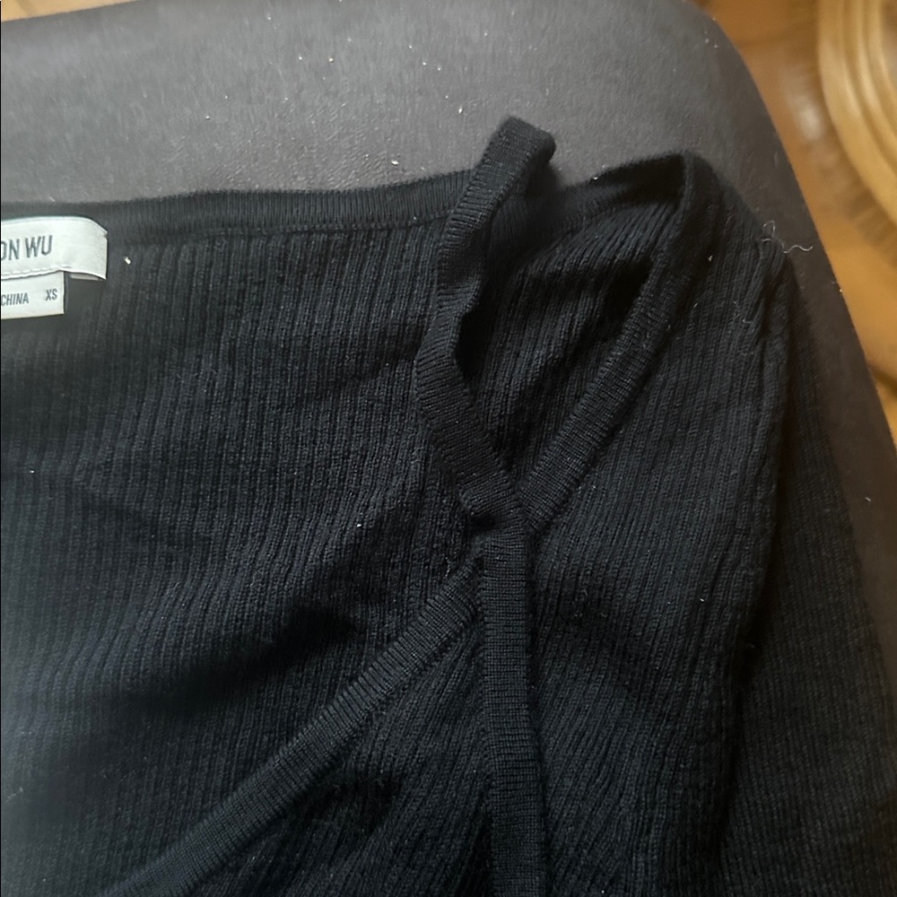 Jason Wu Black Cropped Ribbed Button Cardigan - Picture 3 of 6